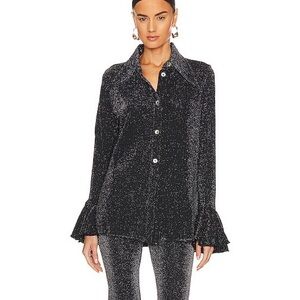 Sleeper Cosmos sz XS Metallic Stretch Lounge Top Blouse Shirt